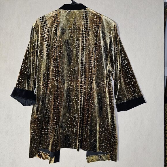 R & M Richards Woman Eveningwear Jacket Cardigan Blouse Size 16 Gold Shimmer - Picture 2 of 11